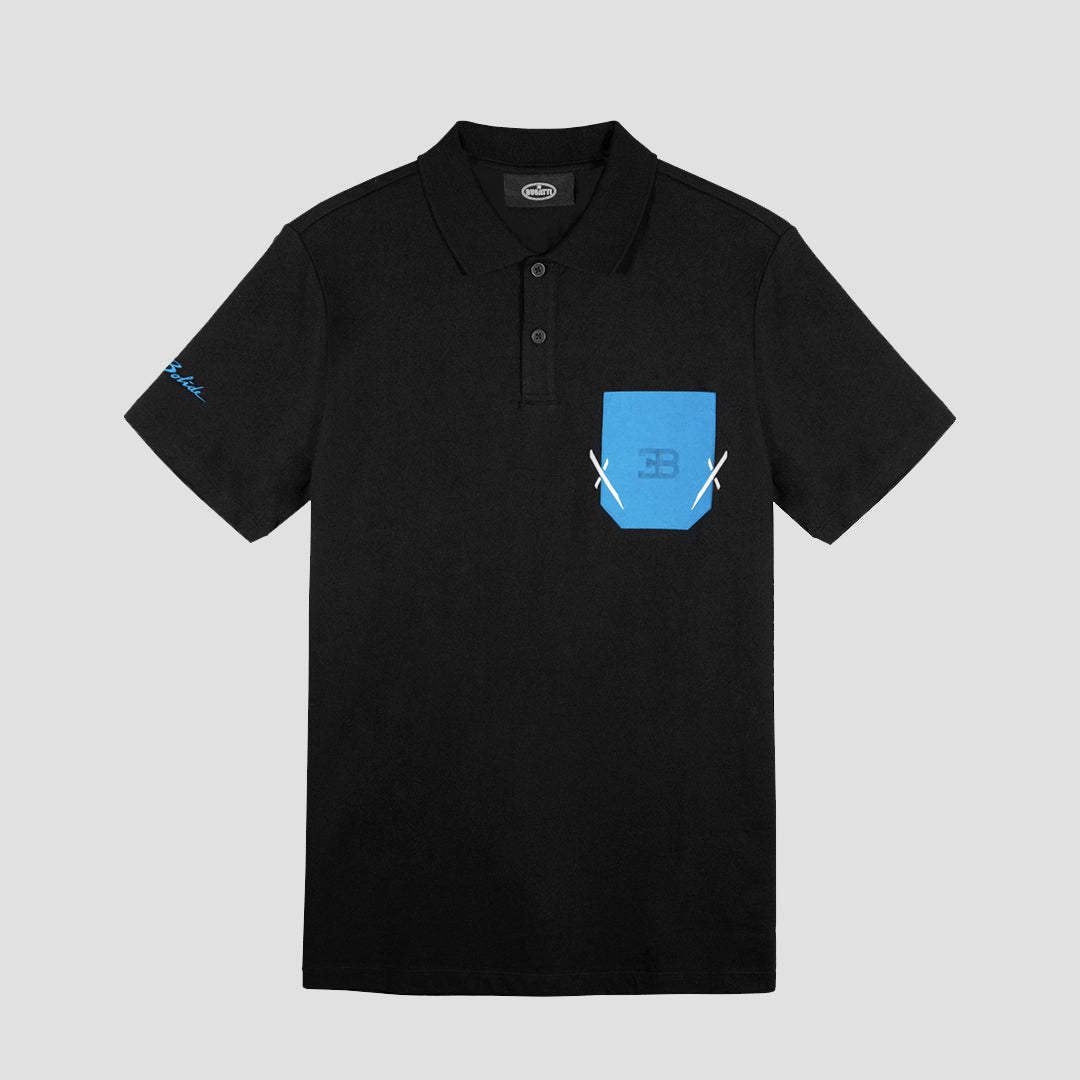 BUGATTI BOLIDE POLO BLACK WITH BLUE POCKET