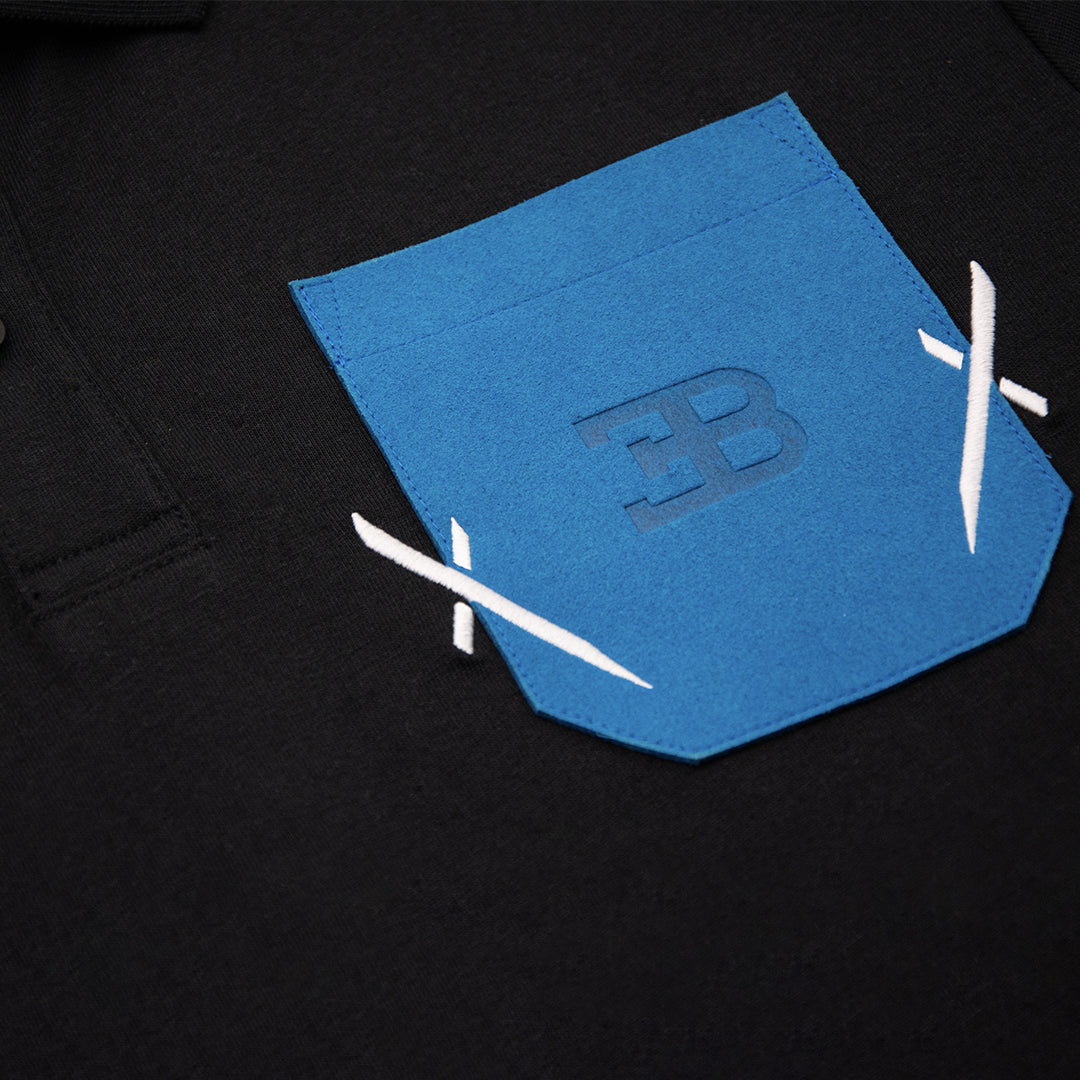 BUGATTI BOLIDE POLO BLACK WITH BLUE POCKET