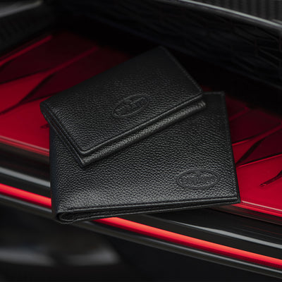 BUGATTI BLACK LEATHER CREDIT CARD HOLDER