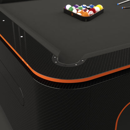 BUGATTI CARBON FIBRE LUXURY POOL TABLE BLACK CARBON & ORANGE