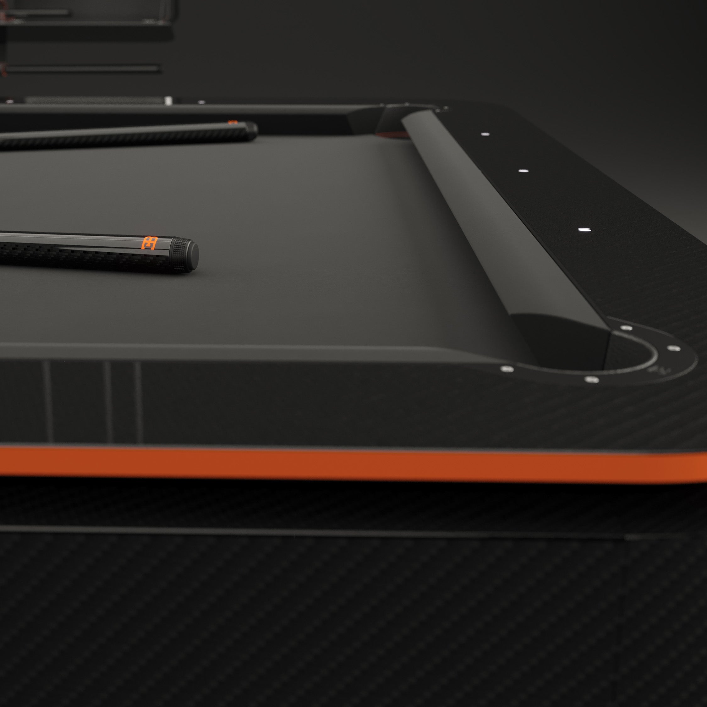 BUGATTI CARBON FIBRE LUXURY POOL TABLE BLACK CARBON & ORANGE