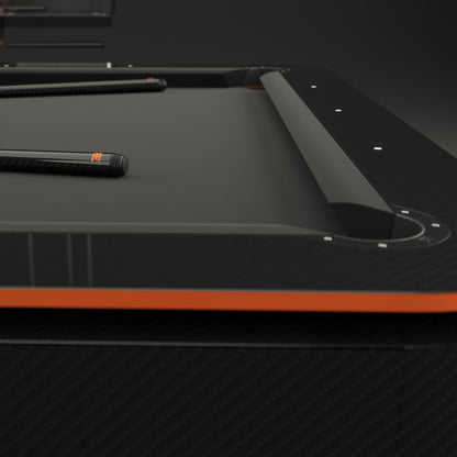 BUGATTI CARBON FIBRE LUXURY POOL TABLE BLACK CARBON & ORANGE