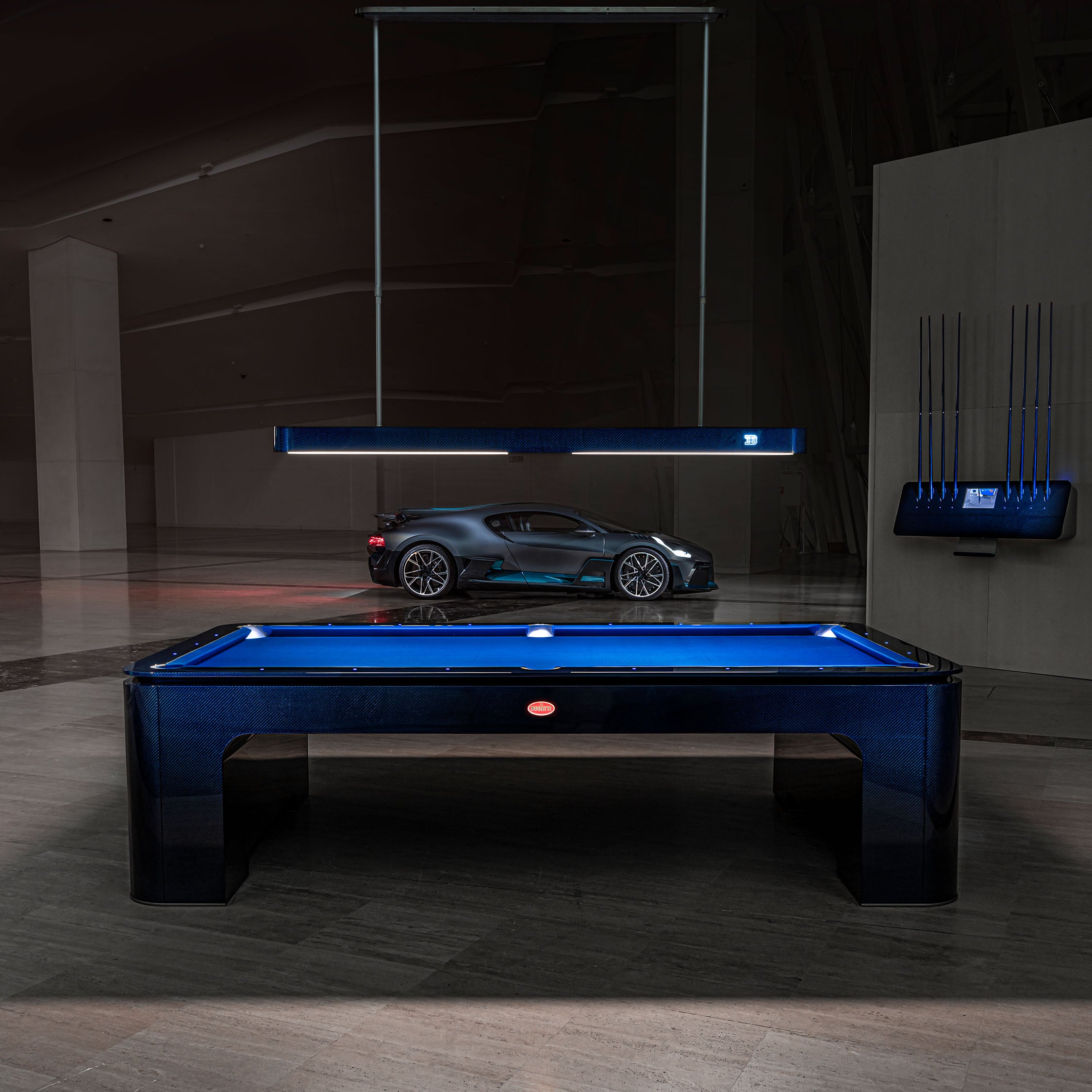 BUGATTI CARBON FIBRE LUXURY POOL TABLE BLUE CARBON