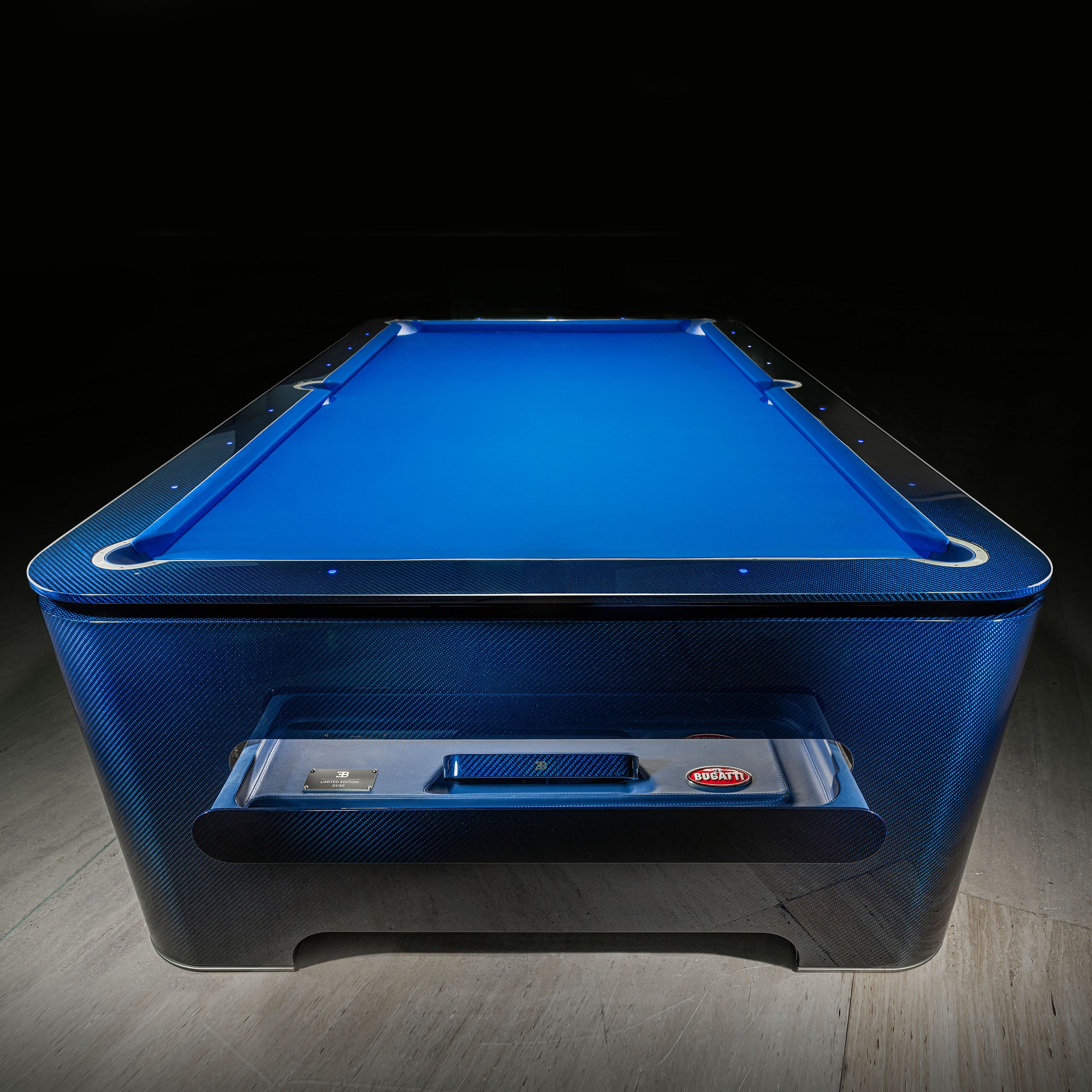 BUGATTI CARBON FIBRE LUXURY POOL TABLE BLUE CARBON